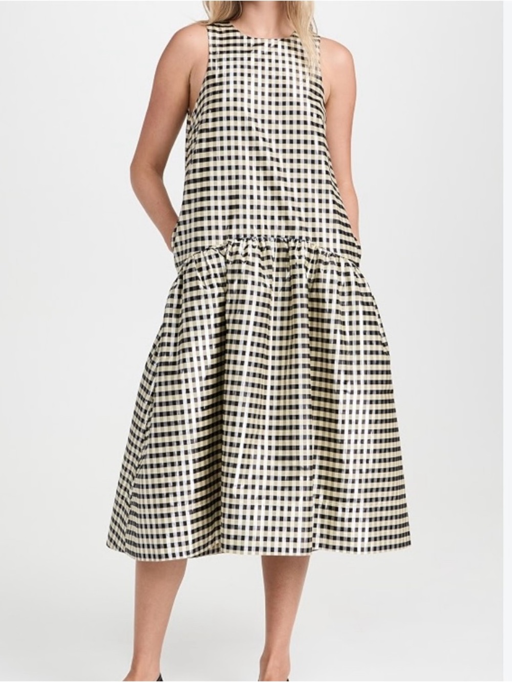GANNI Shiny Check Jacquard Midi Dress Size 34 (US 2) NWOT!